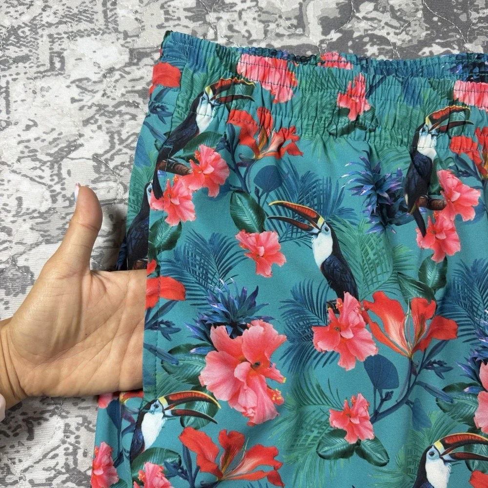 Caribbean Swimwear Men's sz 3XB Toucan Troical Print Swim Trunks Shorts